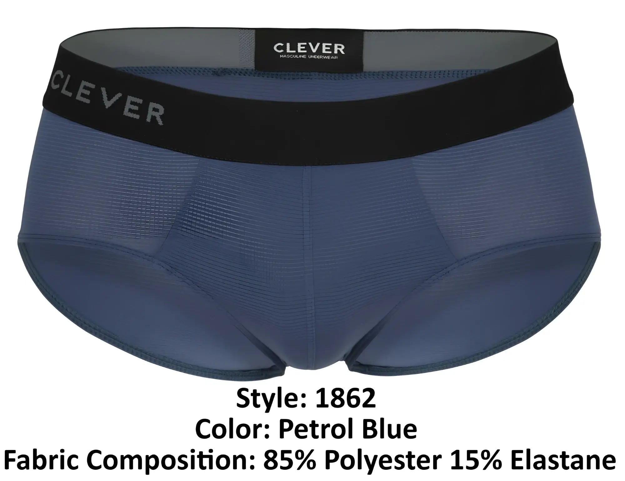 Clever 1862 oneal briefs in petrol blue with black waistband and gray clever logo for comfortable everyday wear