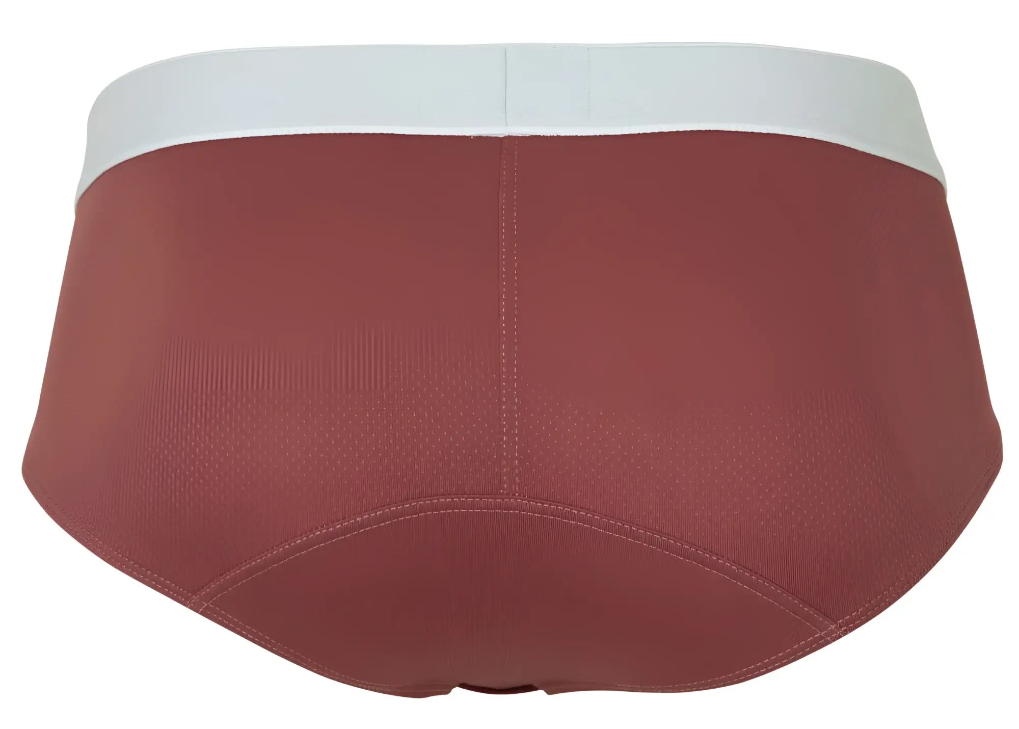 A pair of clever 1863 lecler briefs in rust color with white waistband and smooth fabric texture