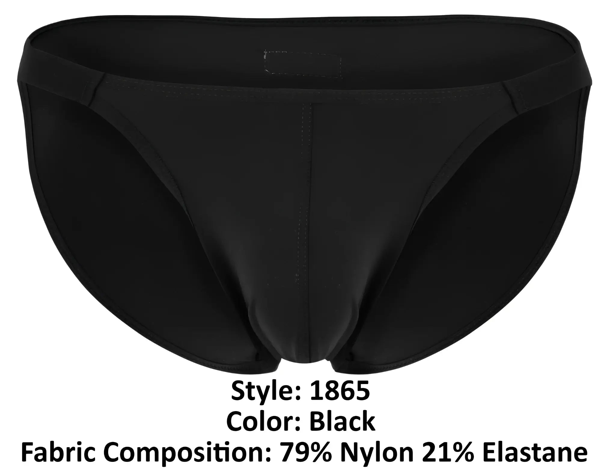 Black clever 1865 oomph bikini briefs made of 79% nylon and 21% elastane with smooth form-fitting design