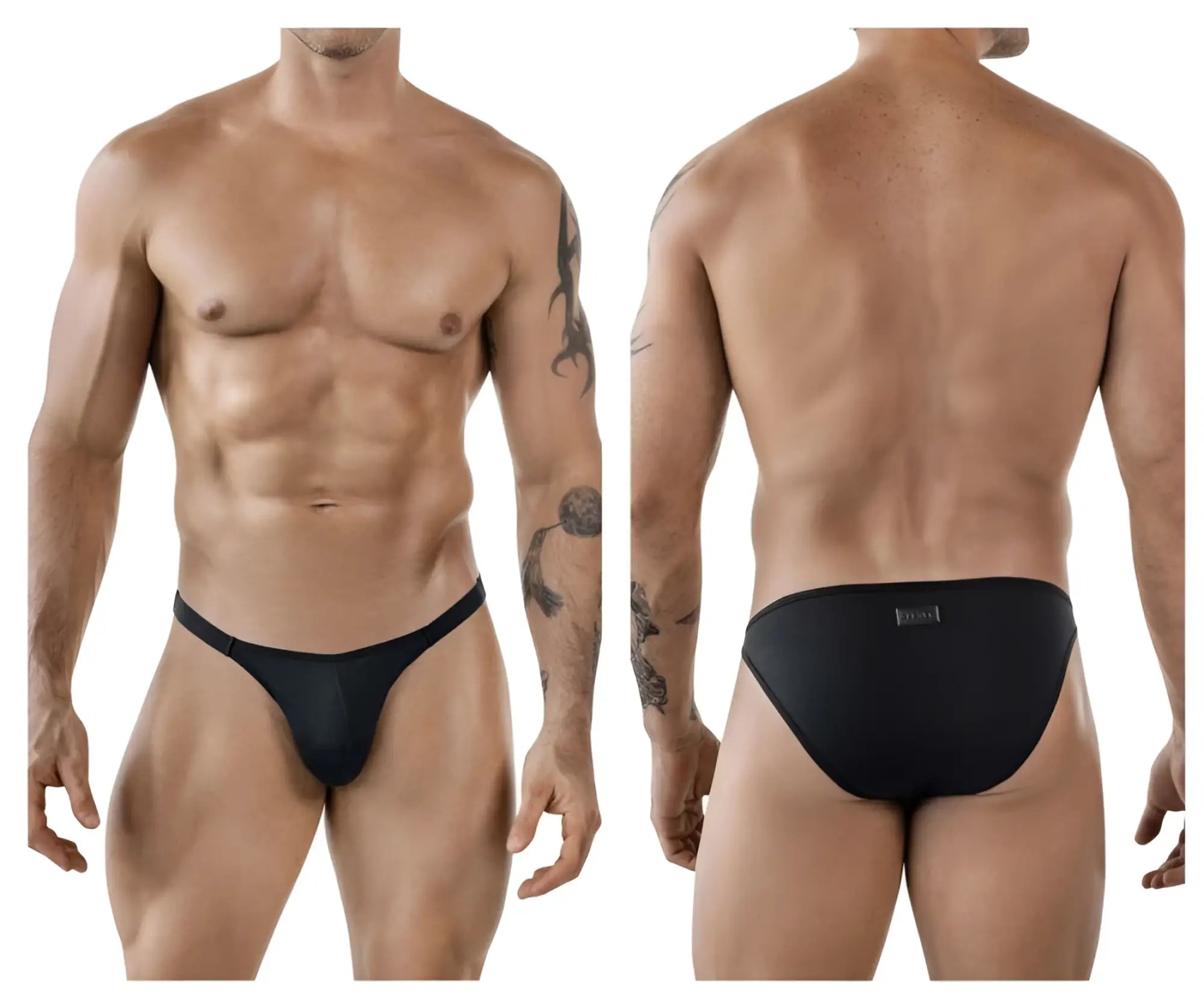 Black clever 1865 oomph bikini briefs with smooth stretchy fabric and subtle brand tag on the back