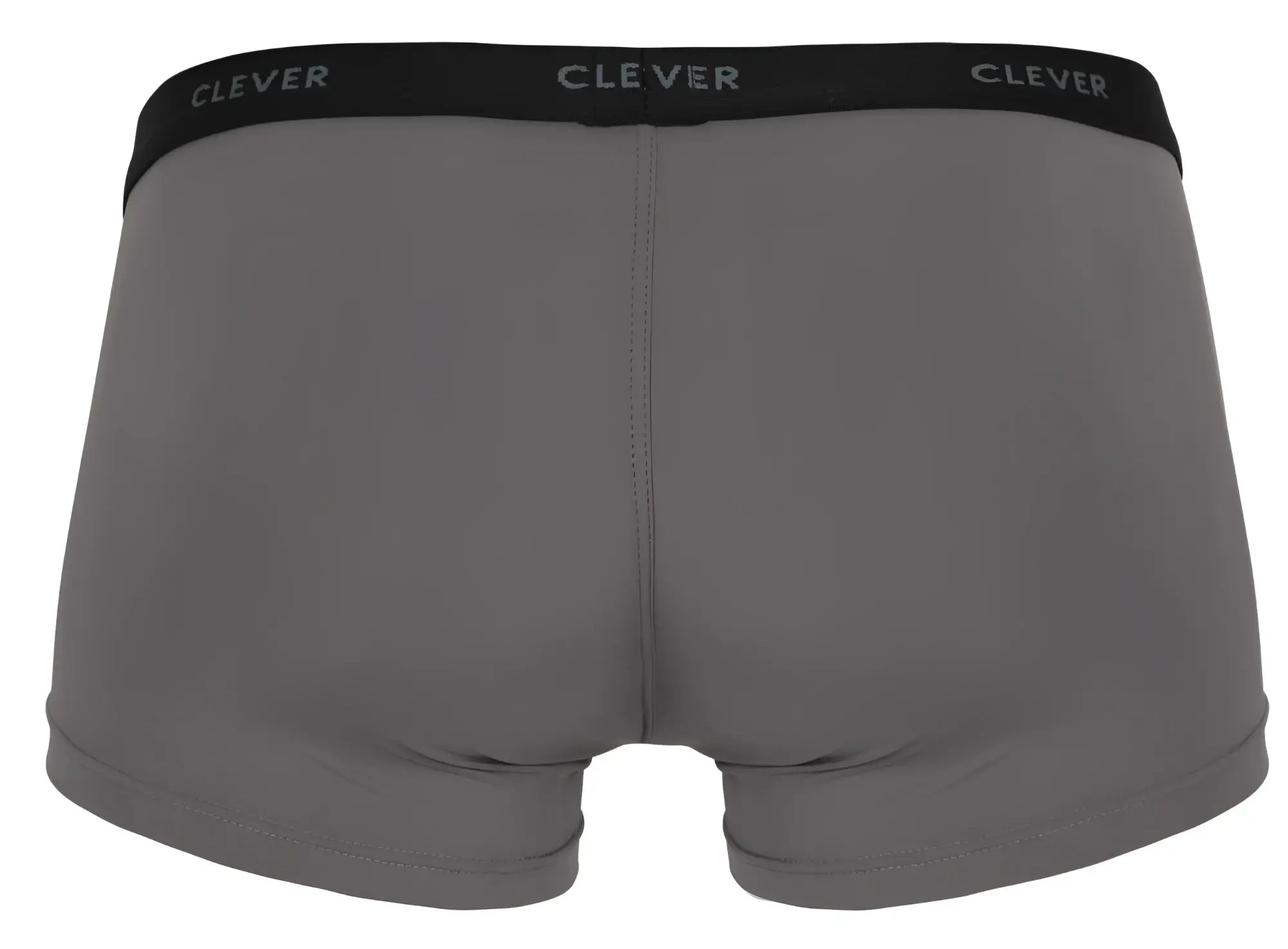 Gray clever 1866 tokio trunks boxer briefs with black elastic waistband and white clever branding