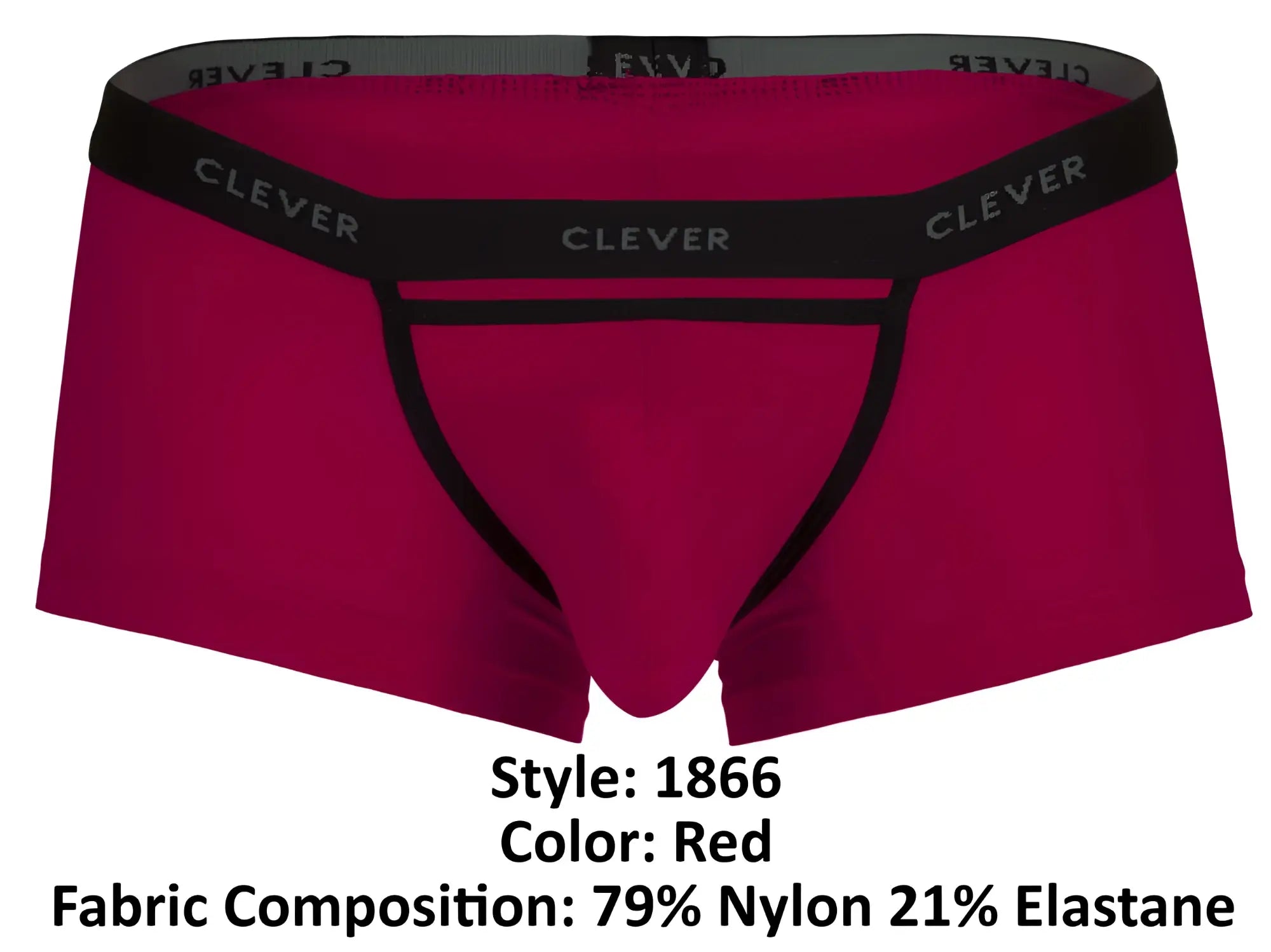Red clever 1866 tokio trunks briefs with black trim and elastic waistband designed for comfortable everyday wear