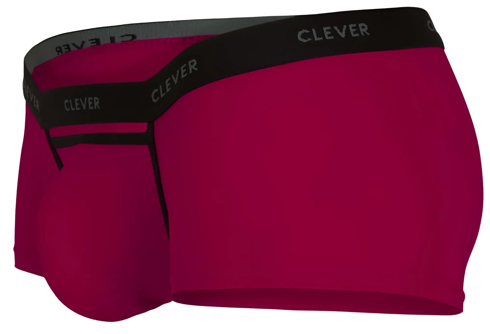 Clever 1866 Tokio trunks in vibrant magenta with black elastic waistband and trim for comfortable daily wear