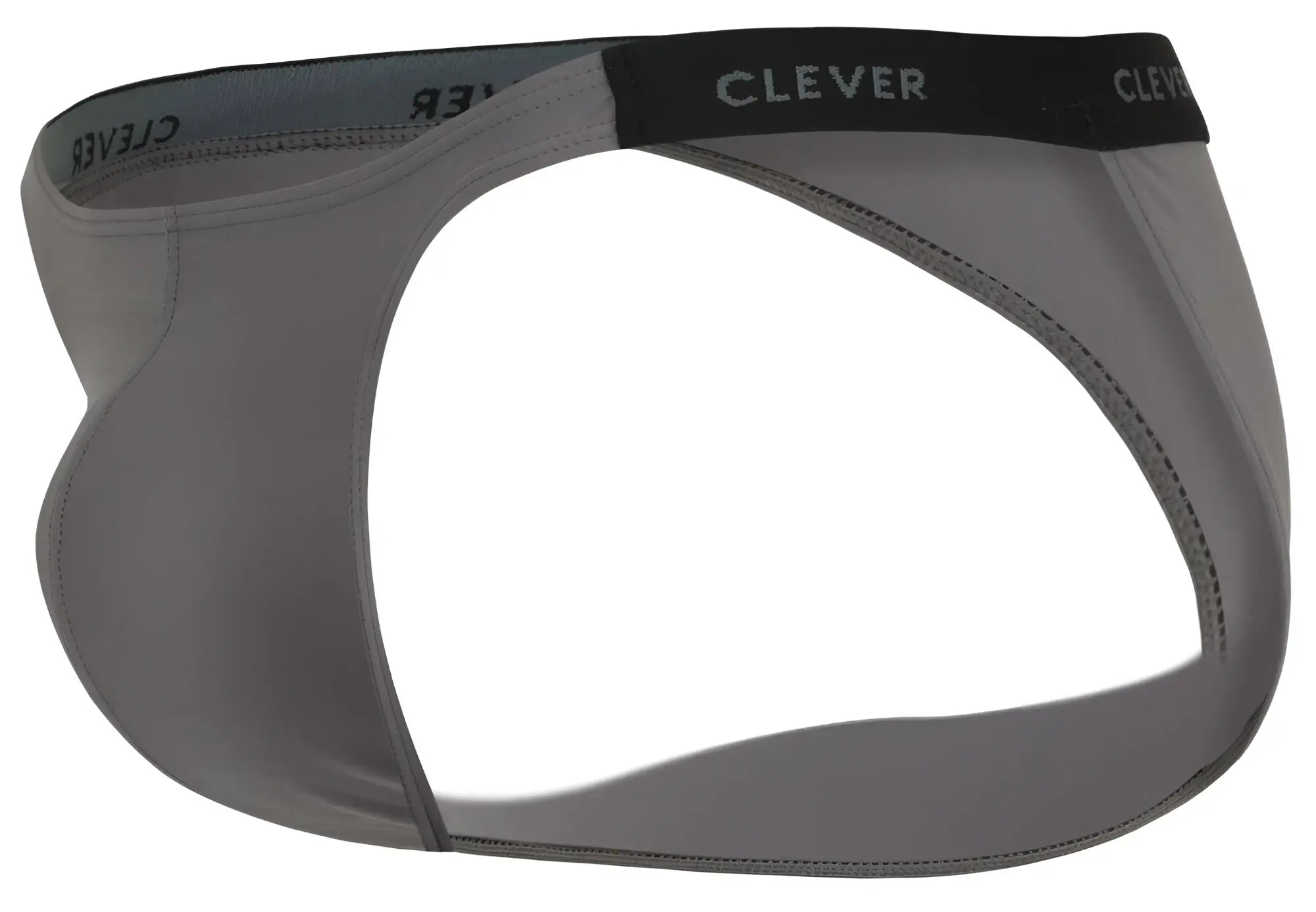 Gray clever 1867 tokio bikini briefs with black waistband featuring white clever brand lettering
