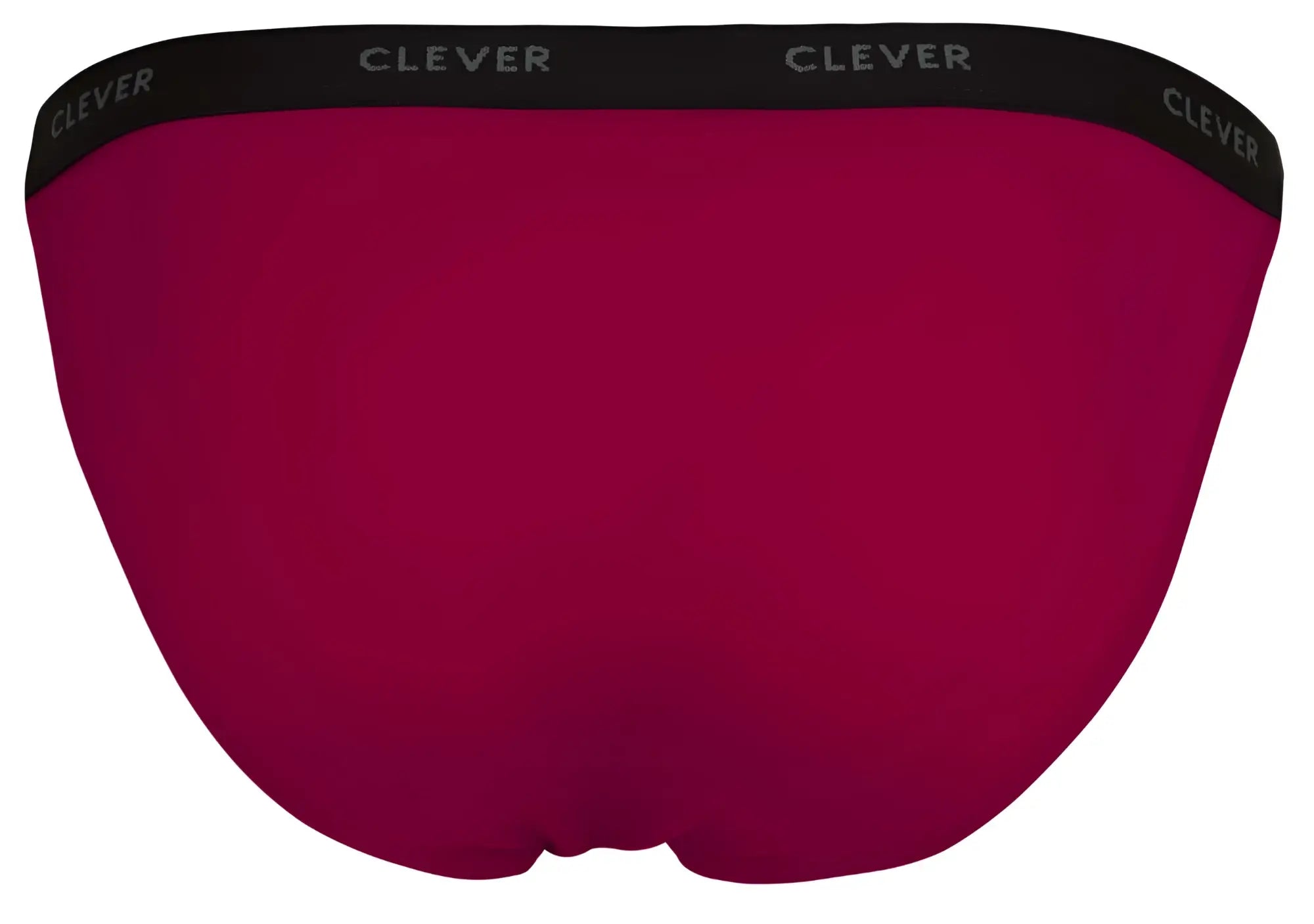 Clever 1867 Tokio bikini in burgundy briefs with black elastic waistband and gray clever logo for comfortable wear