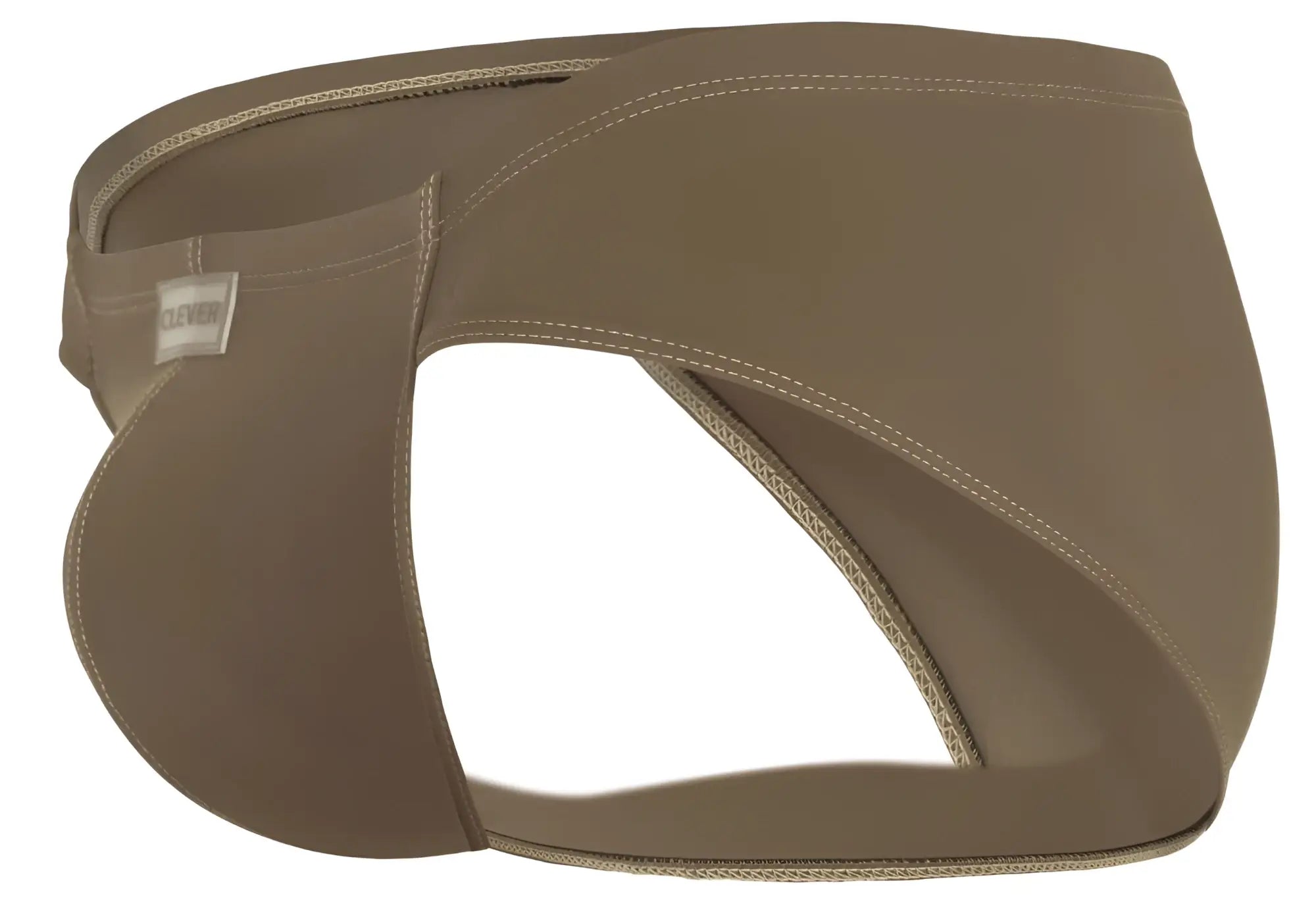 Tan clever 1870 audaz bikini briefs with seamless minimalist design and subtle stitching in brown color