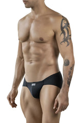 Black clever 1870 audaz bikini briefs with sleek form-fitting design and white brand tag on waistband