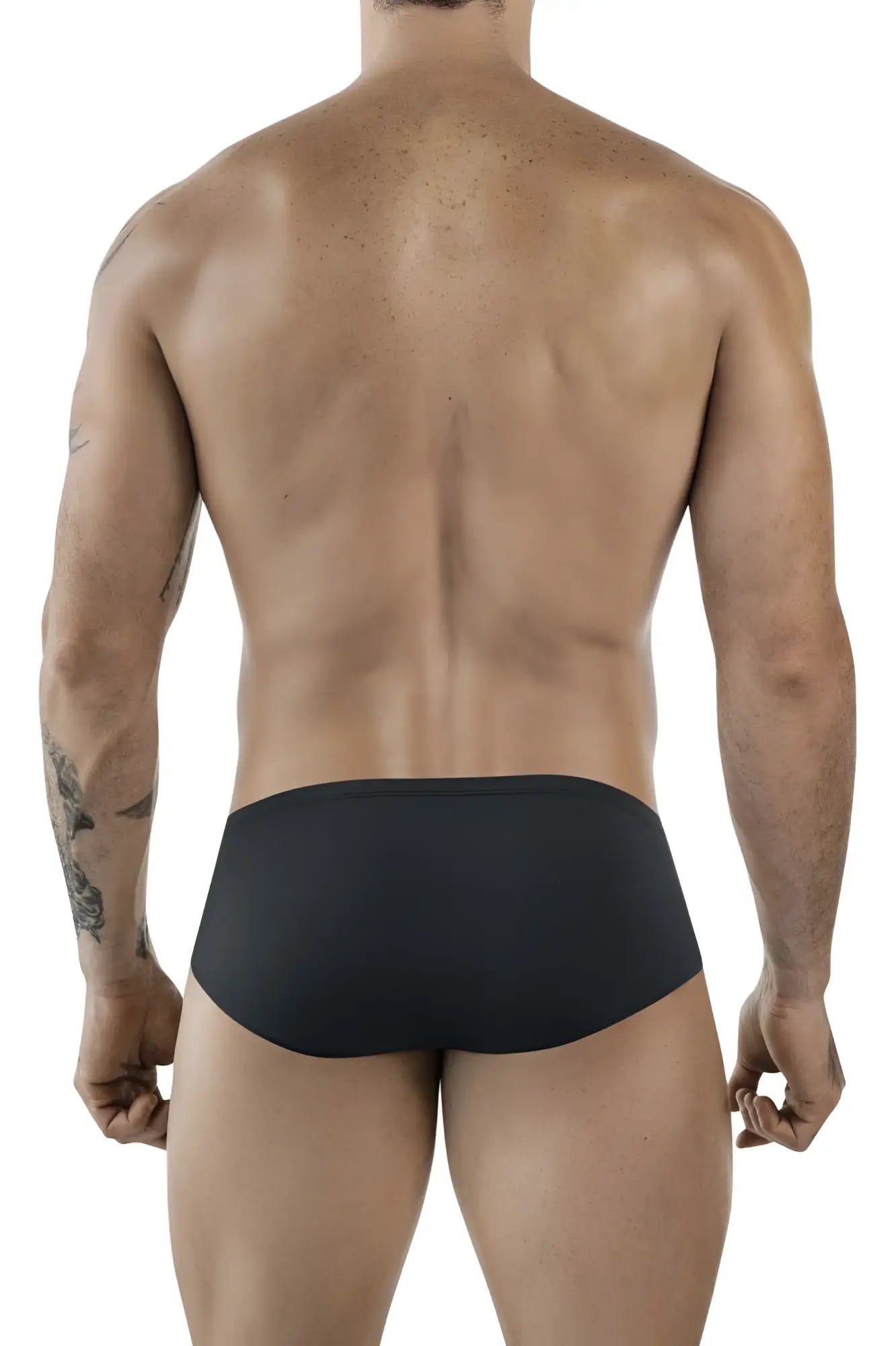 Black clever 1870 audaz bikini briefs with smooth, form-fitting design in dark gray fabric