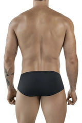 Black clever 1870 audaz bikini briefs with smooth, form-fitting design in dark gray fabric