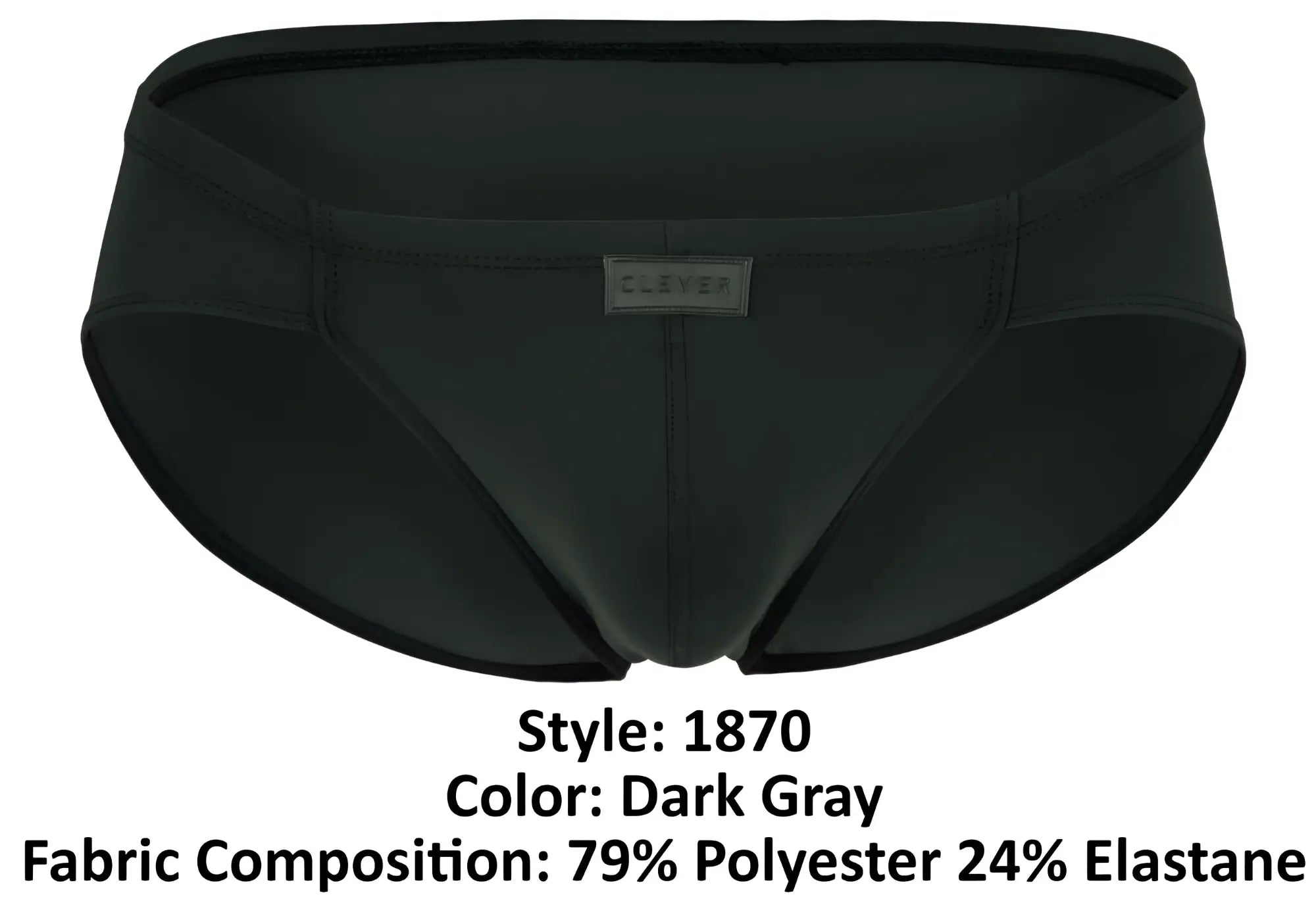 Dark gray clever 1870 audaz bikini men’s briefs in sleek form-fitting design made of 79 polyester and 24 elastane