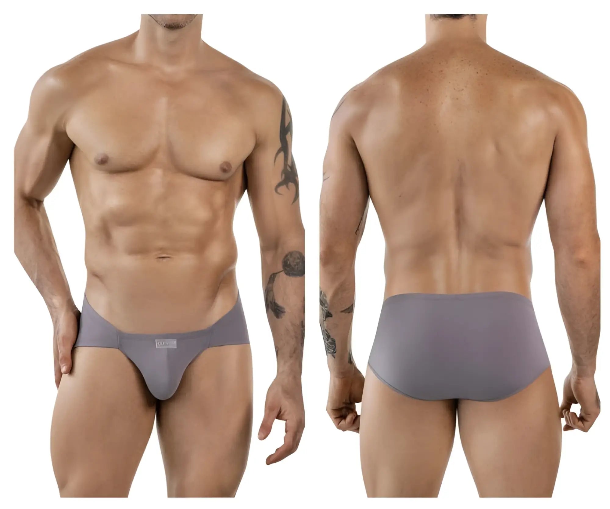 Gray clever 1870 audaz bikini briefs with smooth form-fitting design and small brand tag on waistband