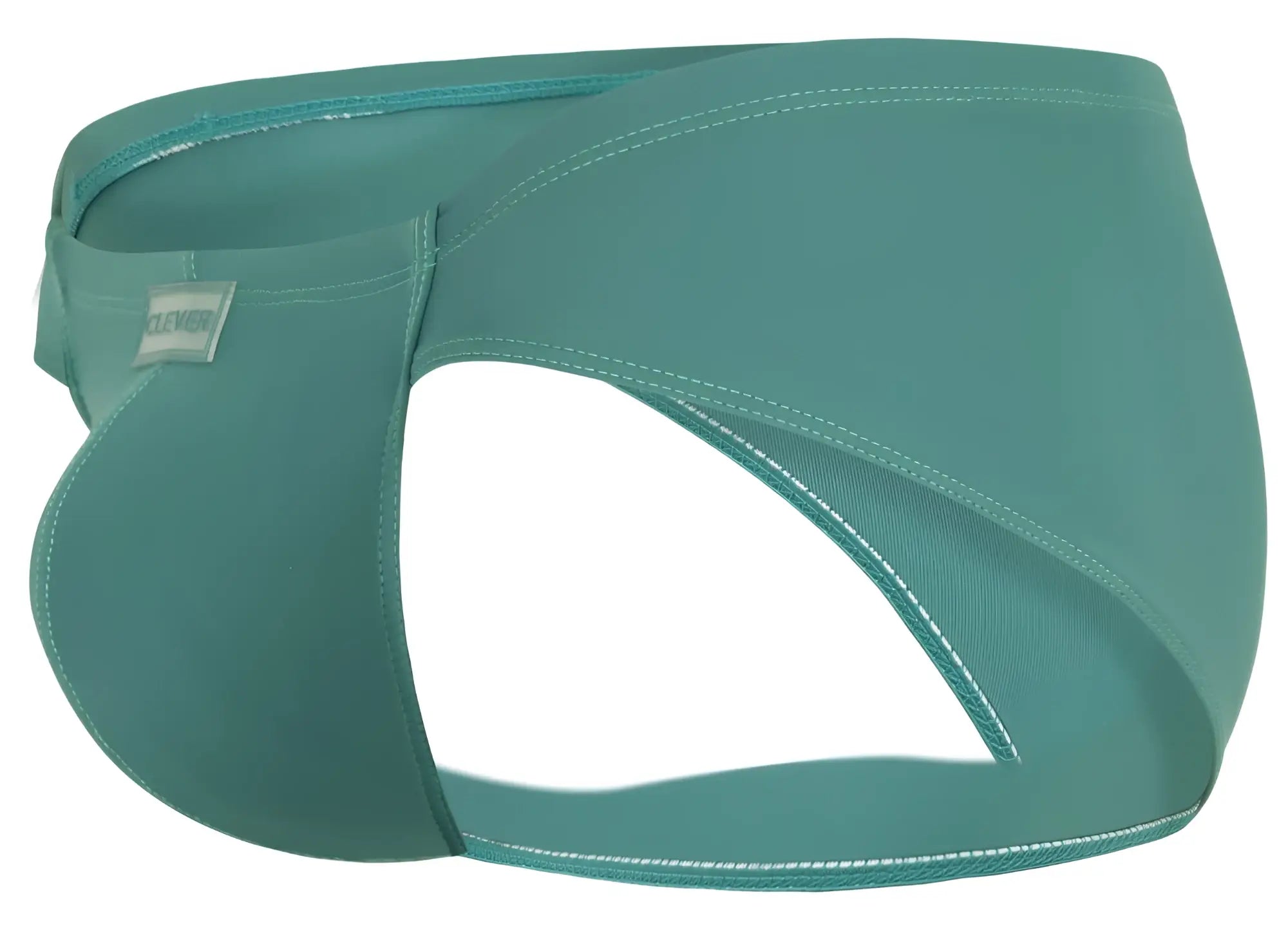 Teal clever 1870 audaz bikini color green swim trunks with sleek design and white stitching along seams