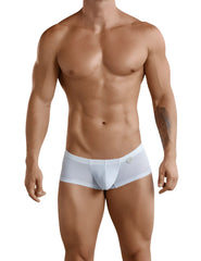White men’s briefs with a subtle textured waistband and small logo in clever 2 pack australian trunk boxer brief black and white size l