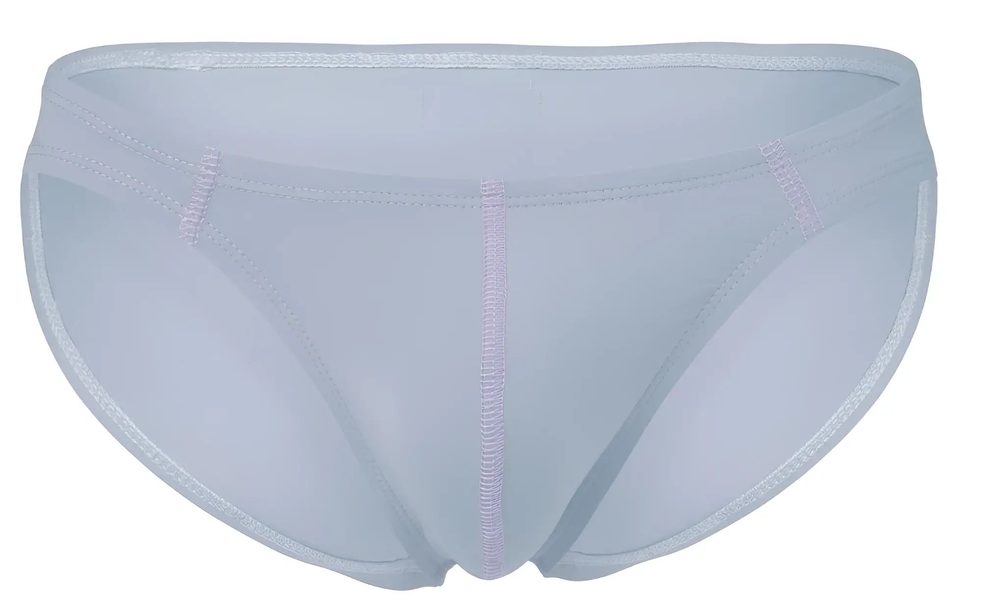 Light blue sheer mesh briefs with subtle pink stitching along seams in clever 2005 raices briefs color gray