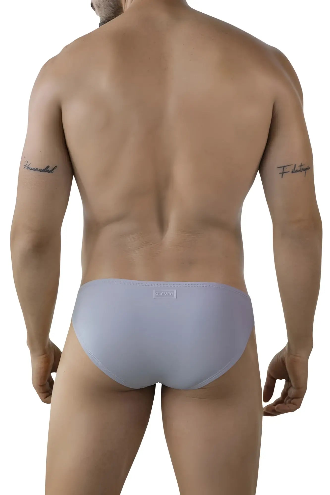 Light gray clever 2005 raices briefs with subtle textured finish and small brand tag at waistband