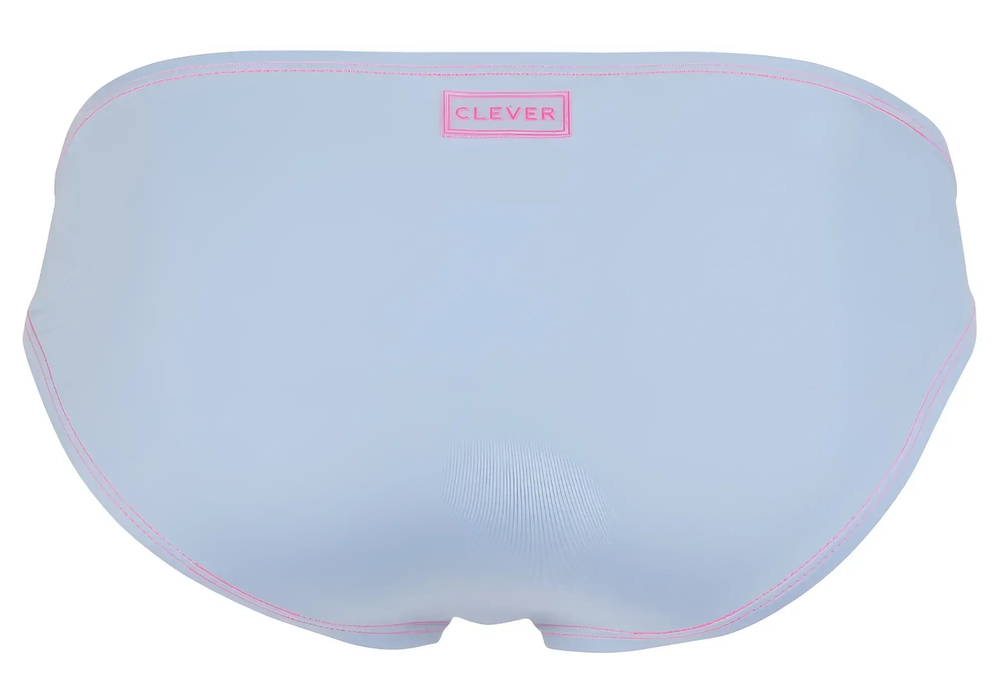 Light blue clever 2005 raices briefs with pink stitching and small rectangular brand label on the waistband