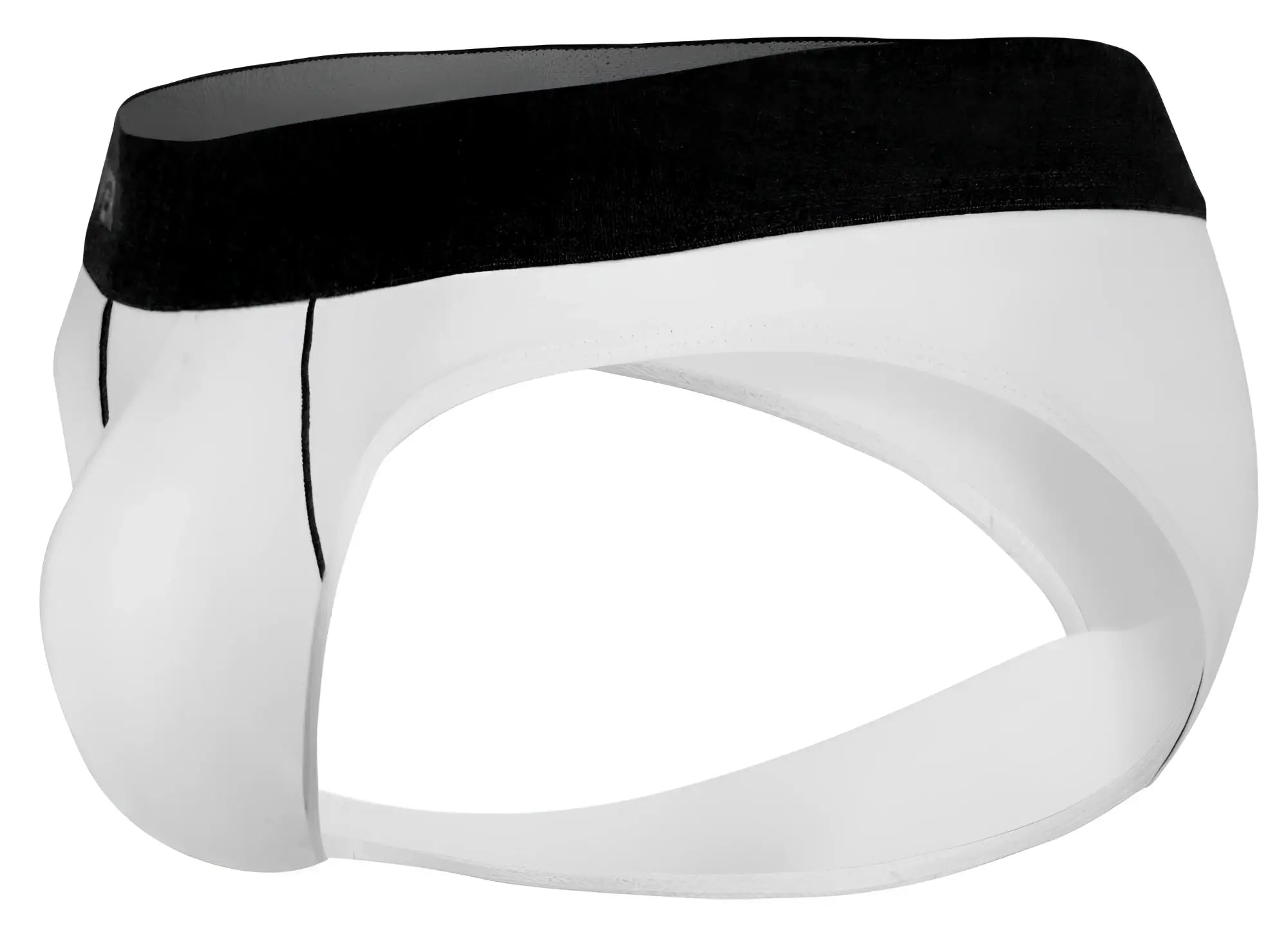 White clever 2012 origen briefs with black elastic waistband and subtle vertical stitching details on front side