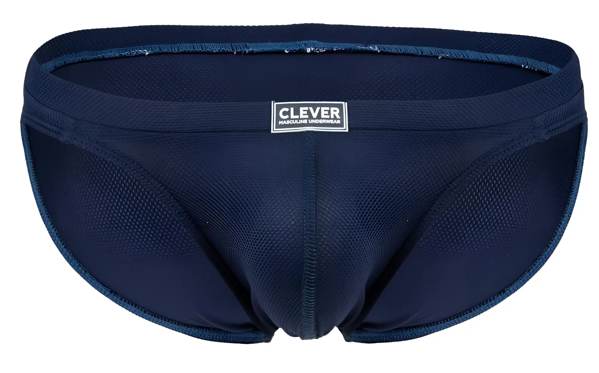 Navy blue mesh clever 2014 reto briefs with white label on waistband made of breathable material for comfortable wear