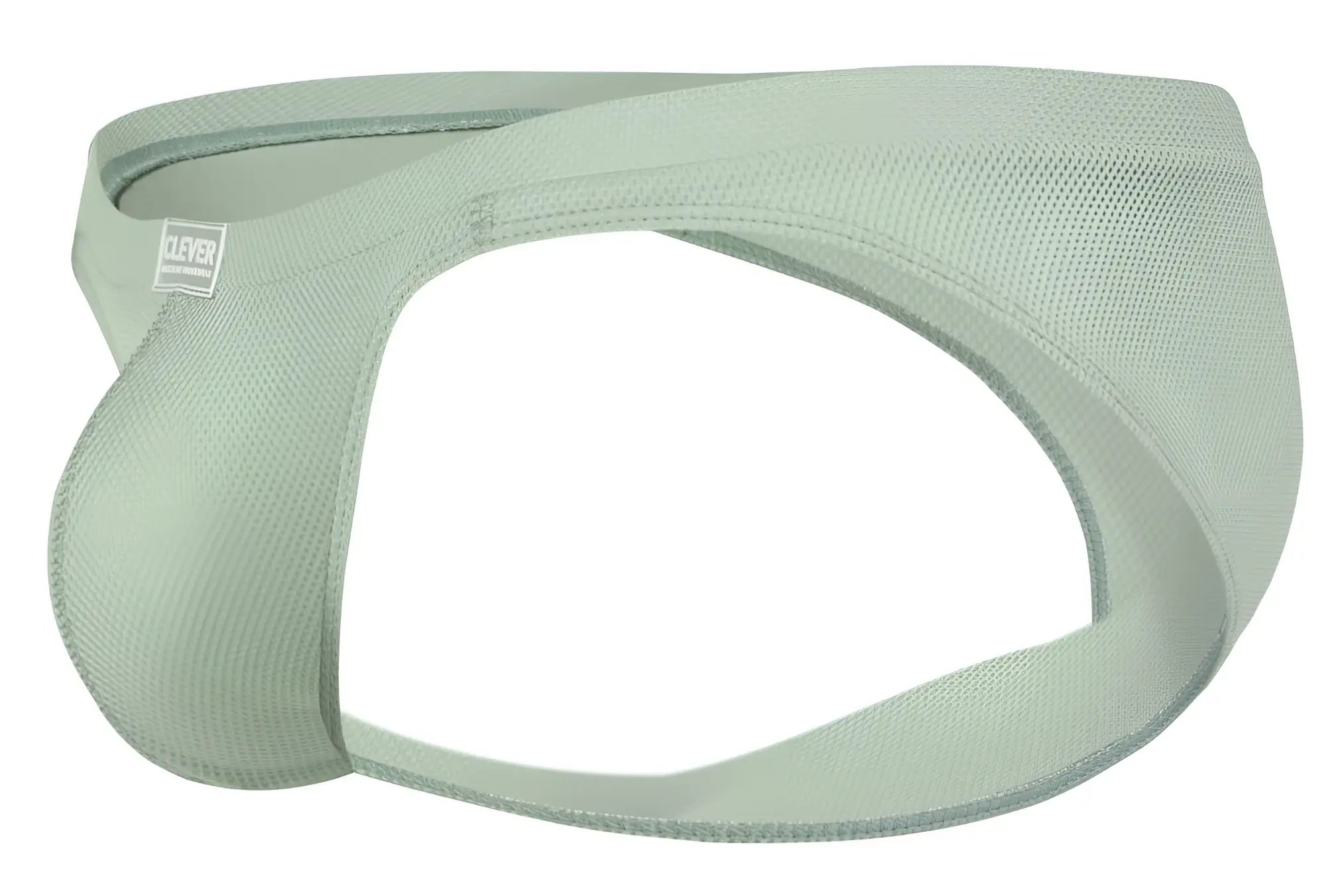 Light green textured fabric briefs with a sleek modern design and clever brand label on the waistband
