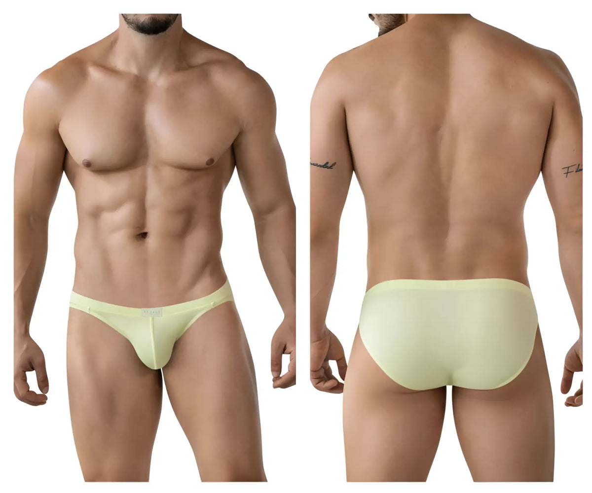 Clever 2014 reto briefs in light yellow featuring smooth stretchy fabric in a seamless light green design