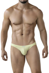 Clever 2014 reto briefs men’s pale yellow mesh textured sleek form fitting underwear front view
