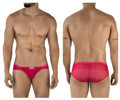 Bright pink clever 2016 mosaico men’s briefs with mesh texture subtle pattern and clevis brand name on the front