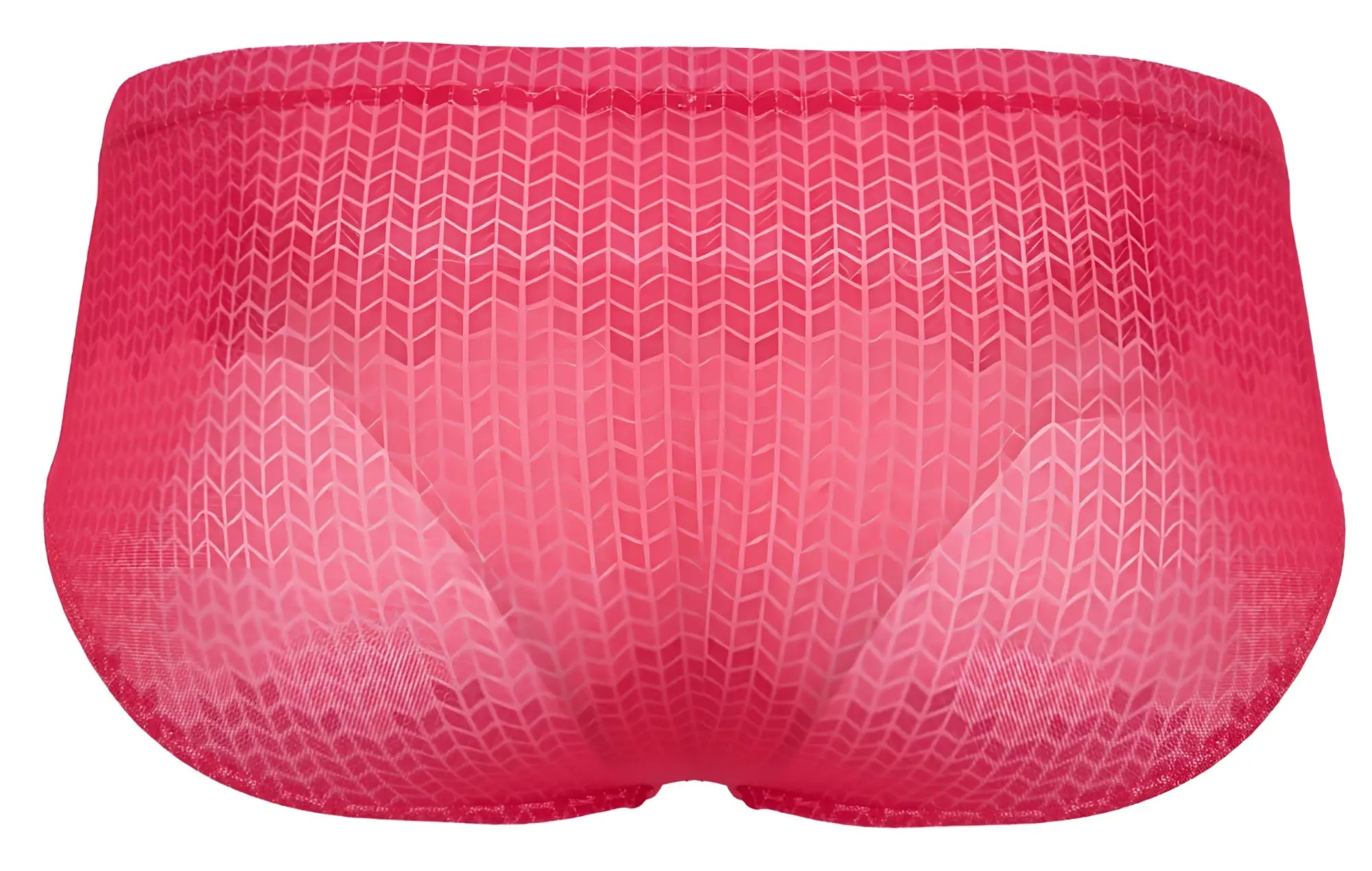 Pink mesh briefs with a subtle geometric pattern in clever 2016 mosaico briefs color red showing front side