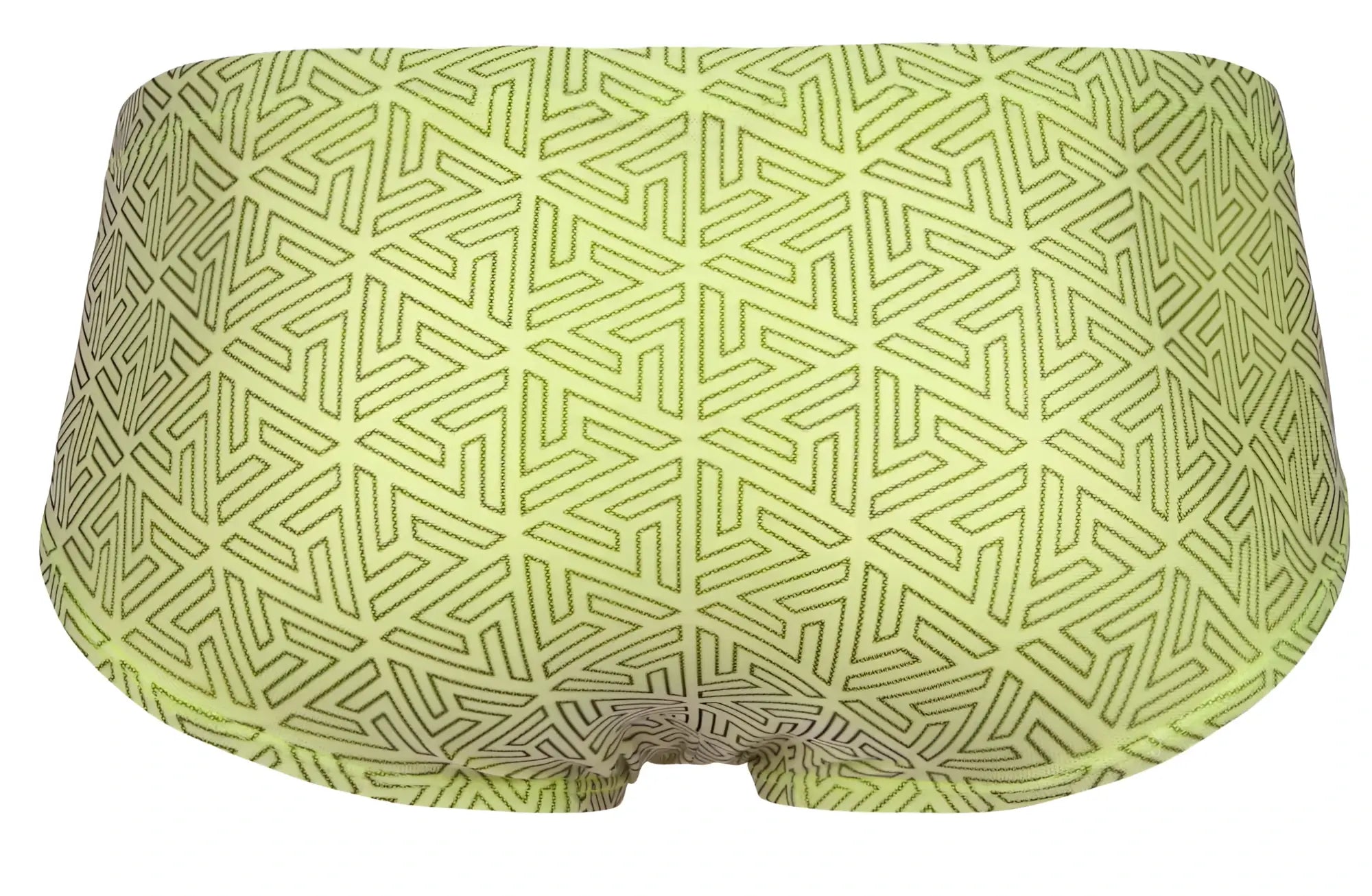 Lime green clever 2017 neon briefs with dark olive geometric interlocking triangle pattern for stylish comfort
