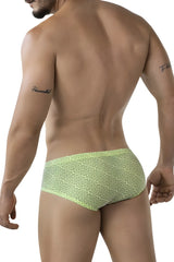Lime green clever 2017 neon briefs with darker green geometric pattern made from soft breathable fabric for everyday wear