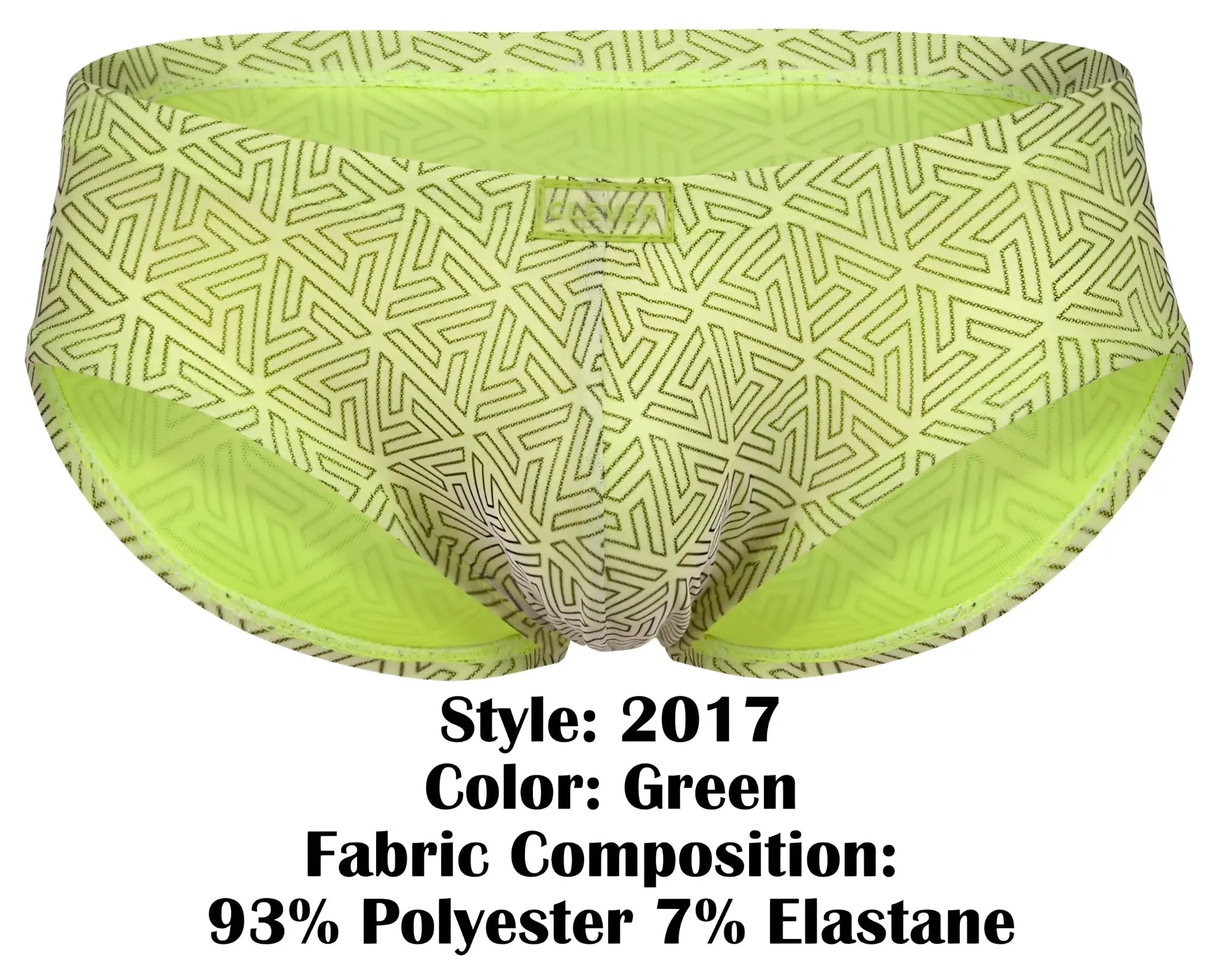 Lime green clever 2017 neon briefs with geometric pattern and elastic waistband for comfortable fit