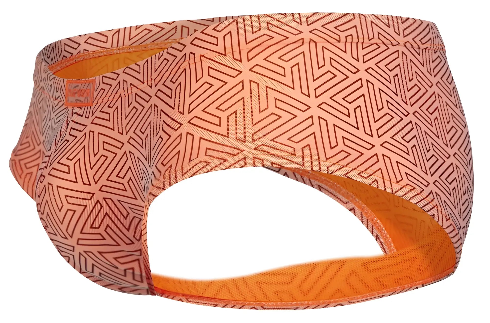 A peach-colored headband with a geometric pattern and orange inner lining for clever 2017 neon briefs color orange