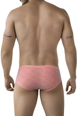 Pink patterned swim trunks with geometric design from clever 2017 neon briefs color orange collection