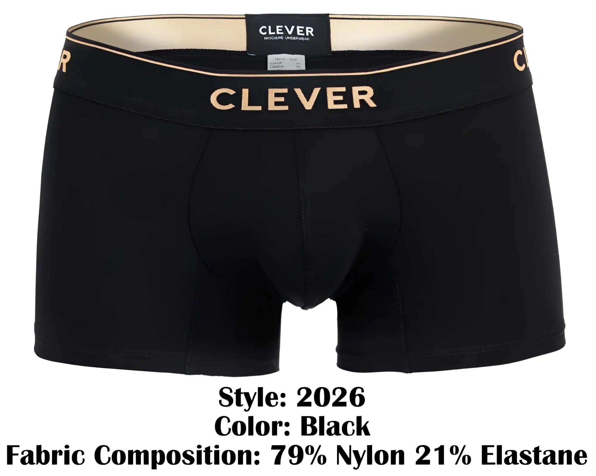 Black clever 2026 valladolid boxer briefs with gold lettering on waistband for comfortable everyday wear