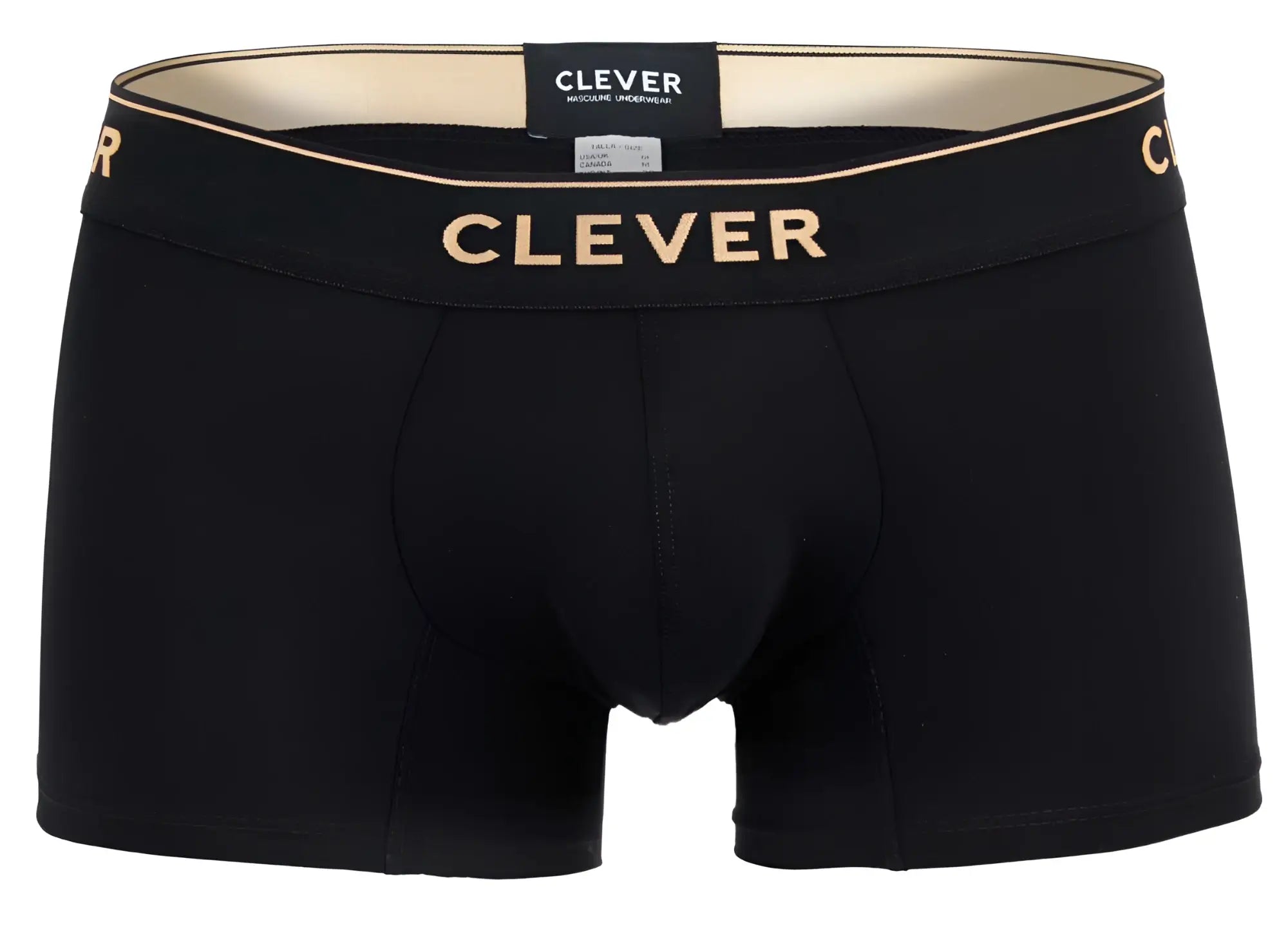 Black clever 2026 valladolid trunks boxer briefs with gold branding on waistband in black stretch fabric