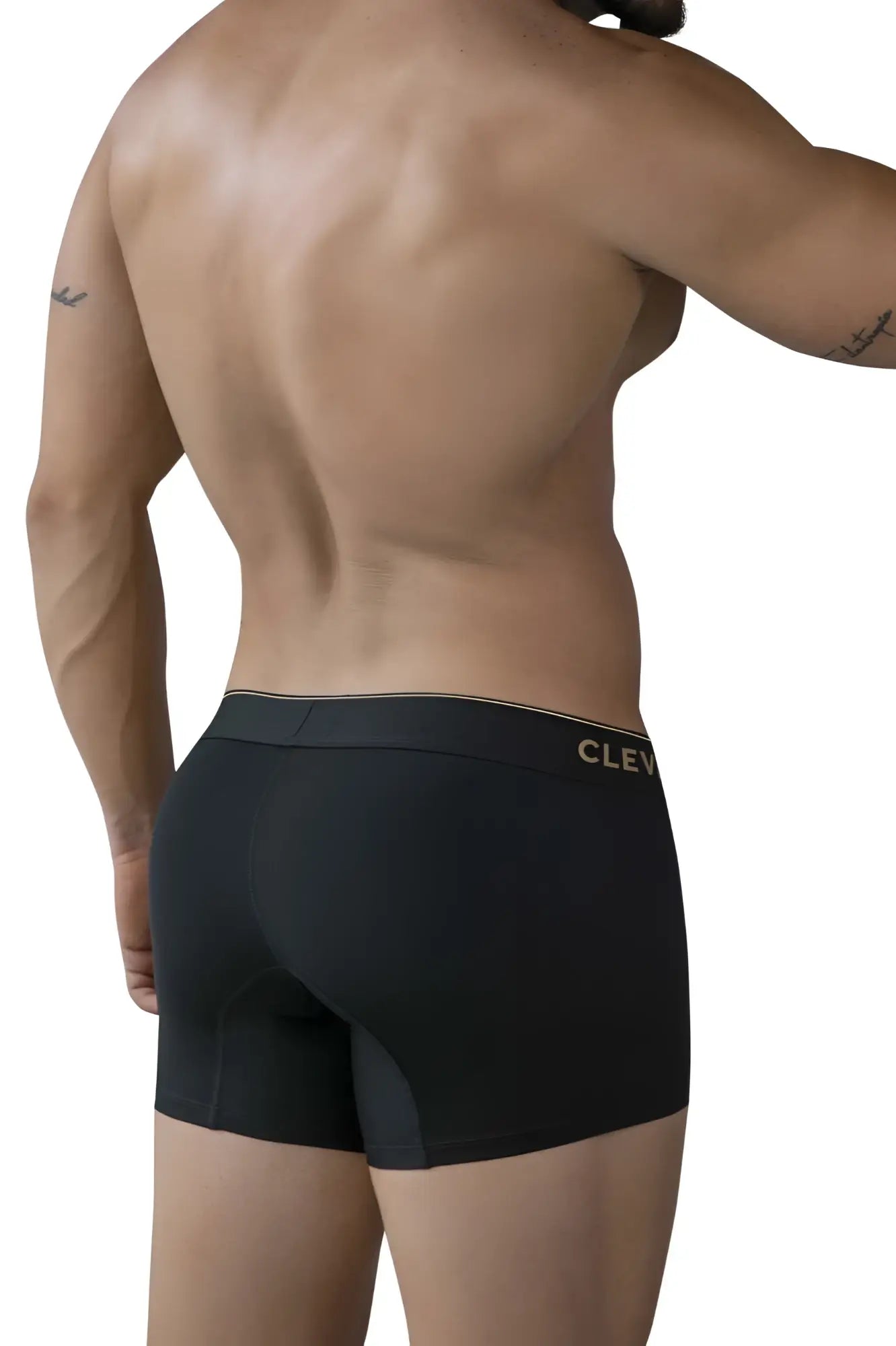Black clever 2026 valladolid trunks boxer briefs with gold clev logo on waistband in black color