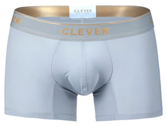 Light gray clever 2026 valladolid trunks with gold-trimmed waistband and matching gold clever branding