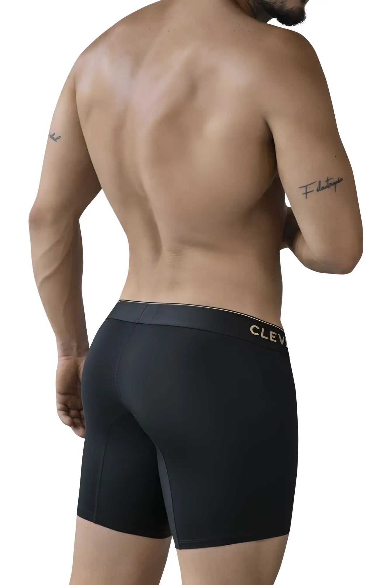 Black cleva 2027 valladolid boxer briefs with sleek form-fitting design and gold lettering on waistband
