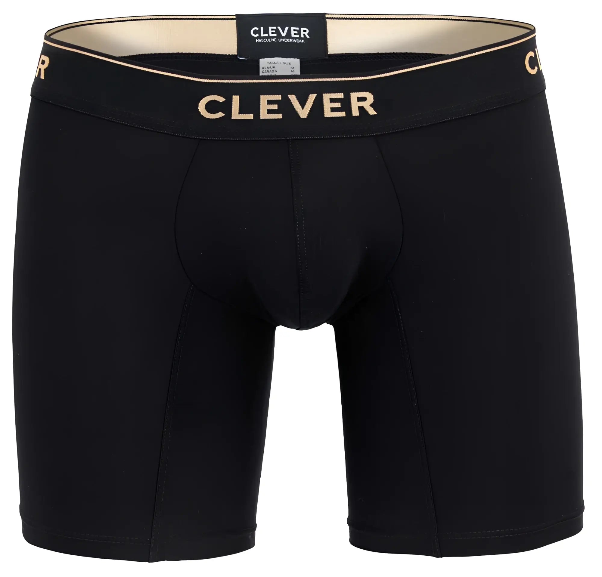 Black clever 2027 valladolid boxer briefs with gold clever branding on waistband for men’s everyday comfort