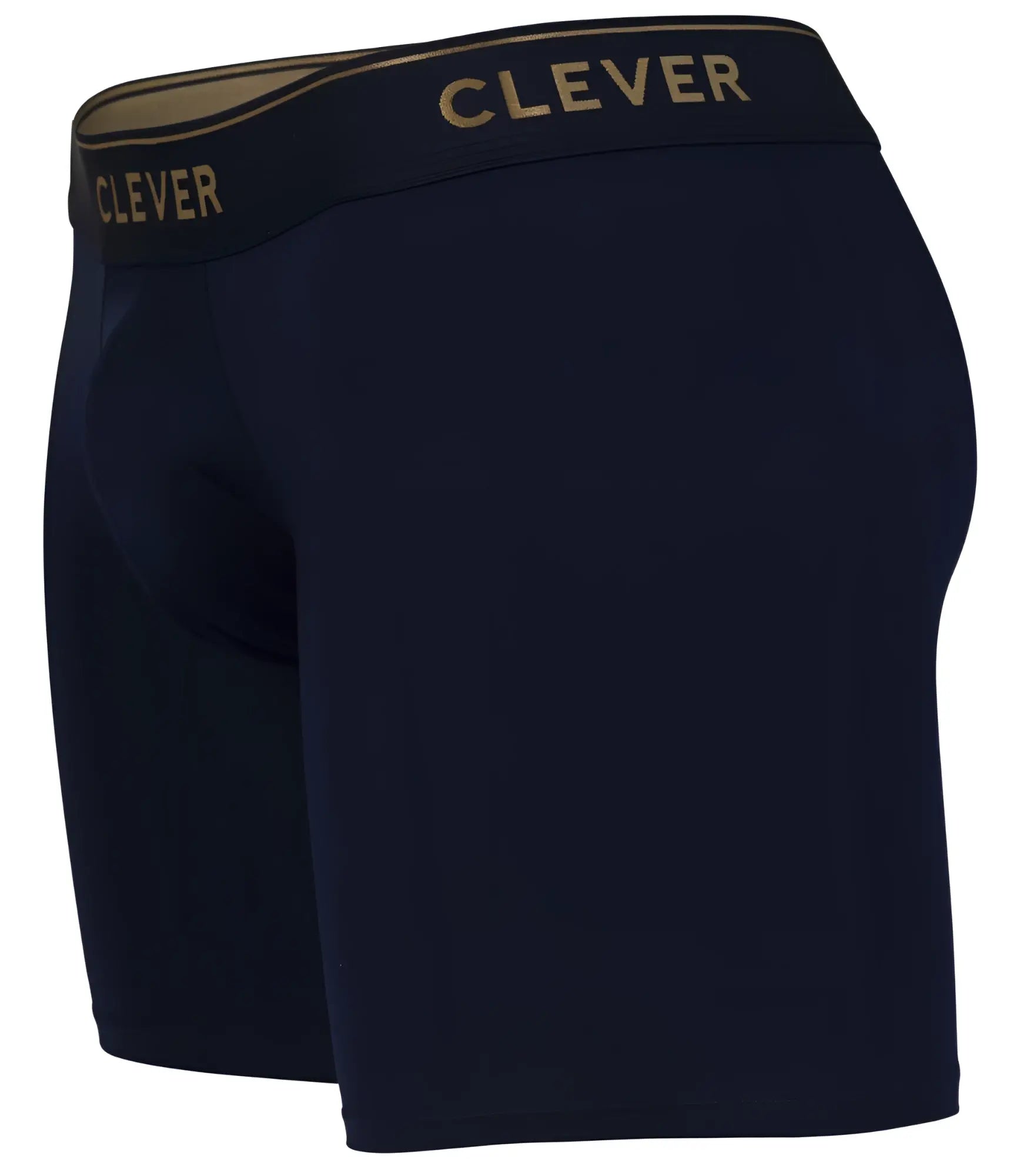 Navy blue clever 2027 valladolid boxer briefs with black waistband and gold clever logo for comfortable wear