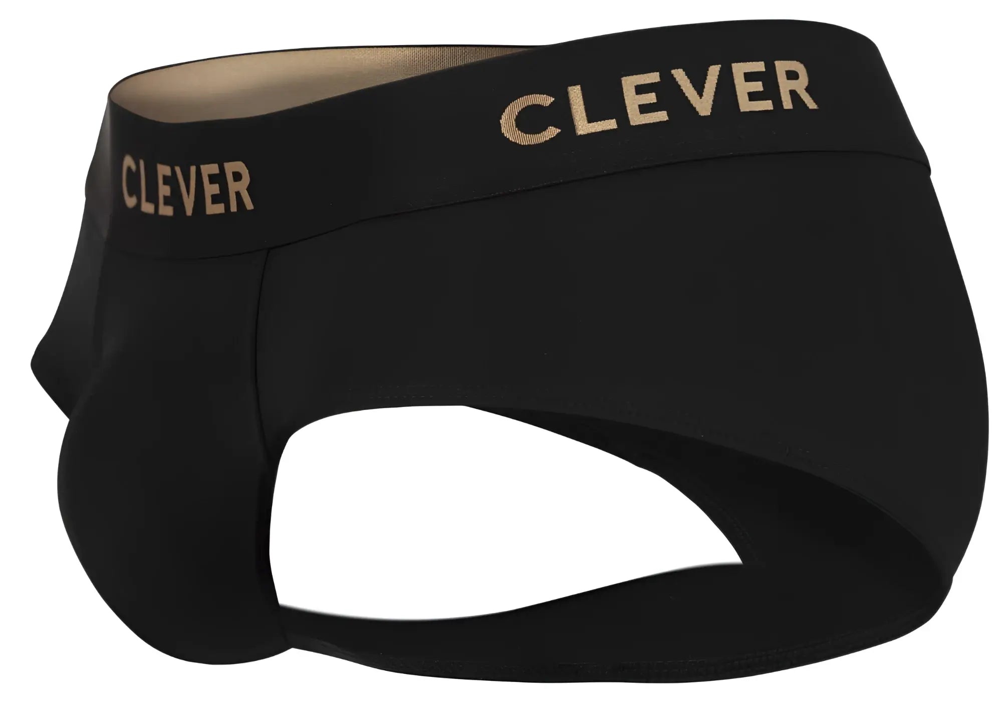 Black clever 2028 valladolid briefs with gold lettering on waistband made from soft fabric for comfortable wear