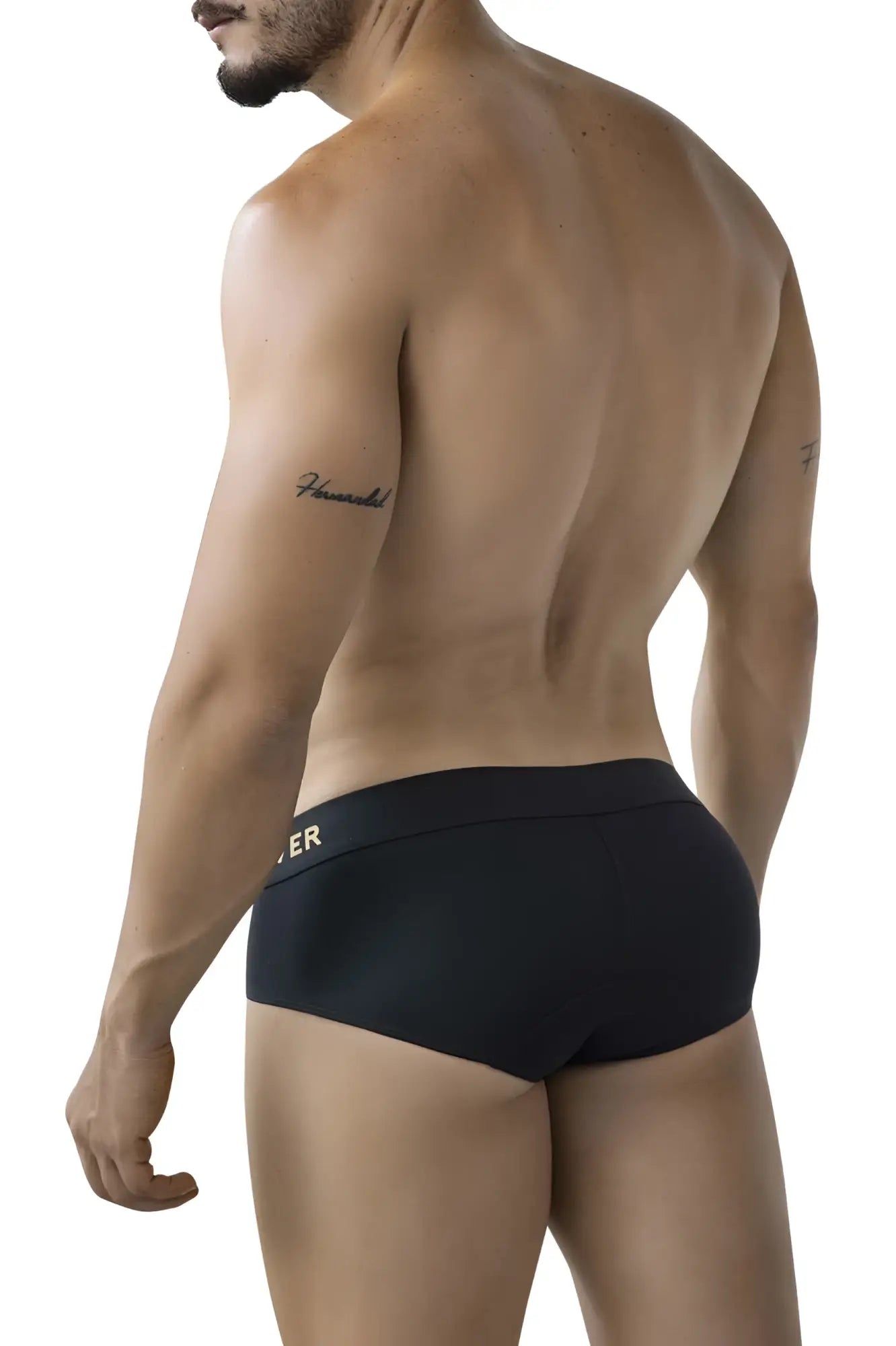 Black clever 2028 valladolid briefs featuring a subtle gold logo on the waistband made from soft fabric