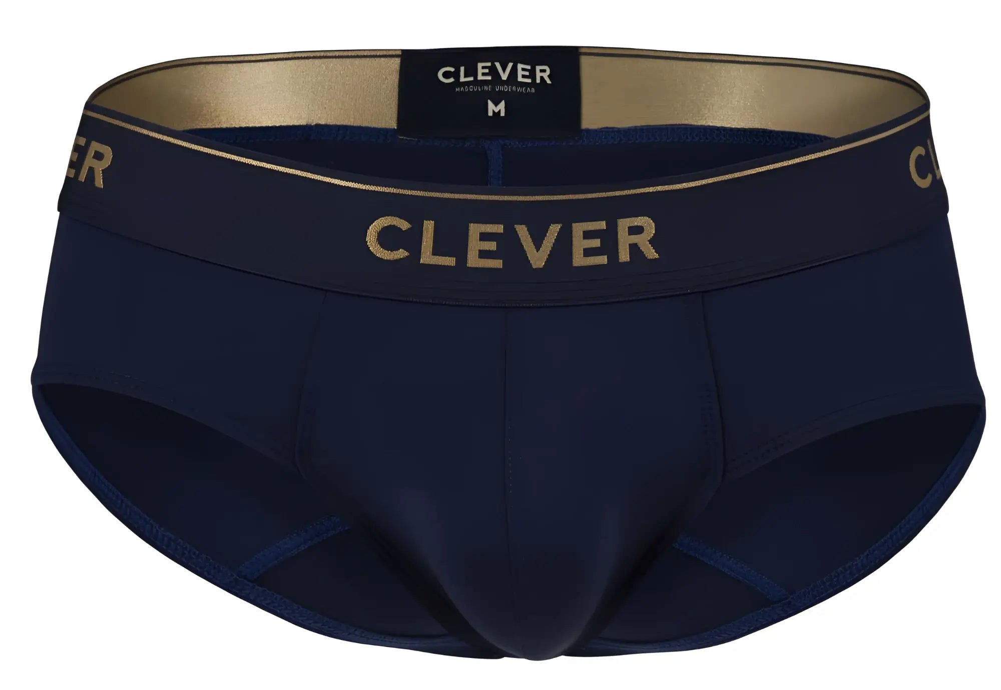Navy blue clever 2028 valladolid briefs with gold lettering and trim designed for comfortable men’s everyday wear