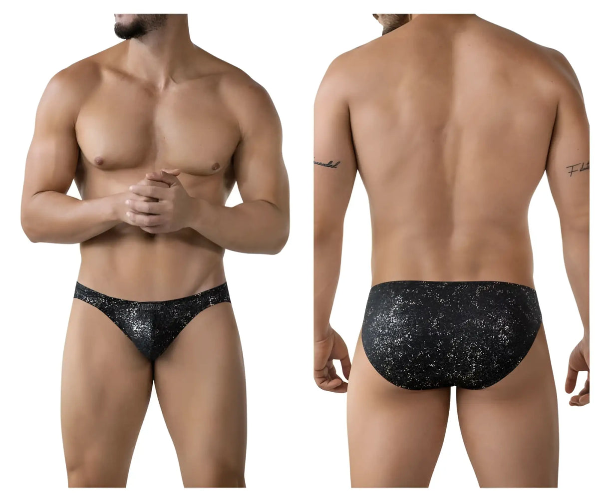 Black clever 2039 galaxy briefs with a sparkling black sequined glittery texture for stylish underwear wear
