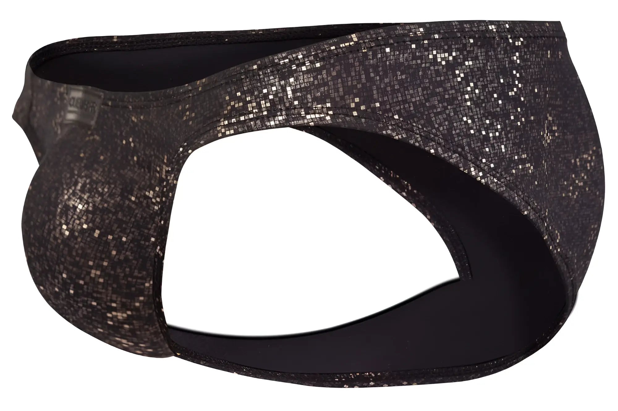 Black and silver glittery fabric briefs with a sleek modern design from clever 2039 galaxy briefs color black collection