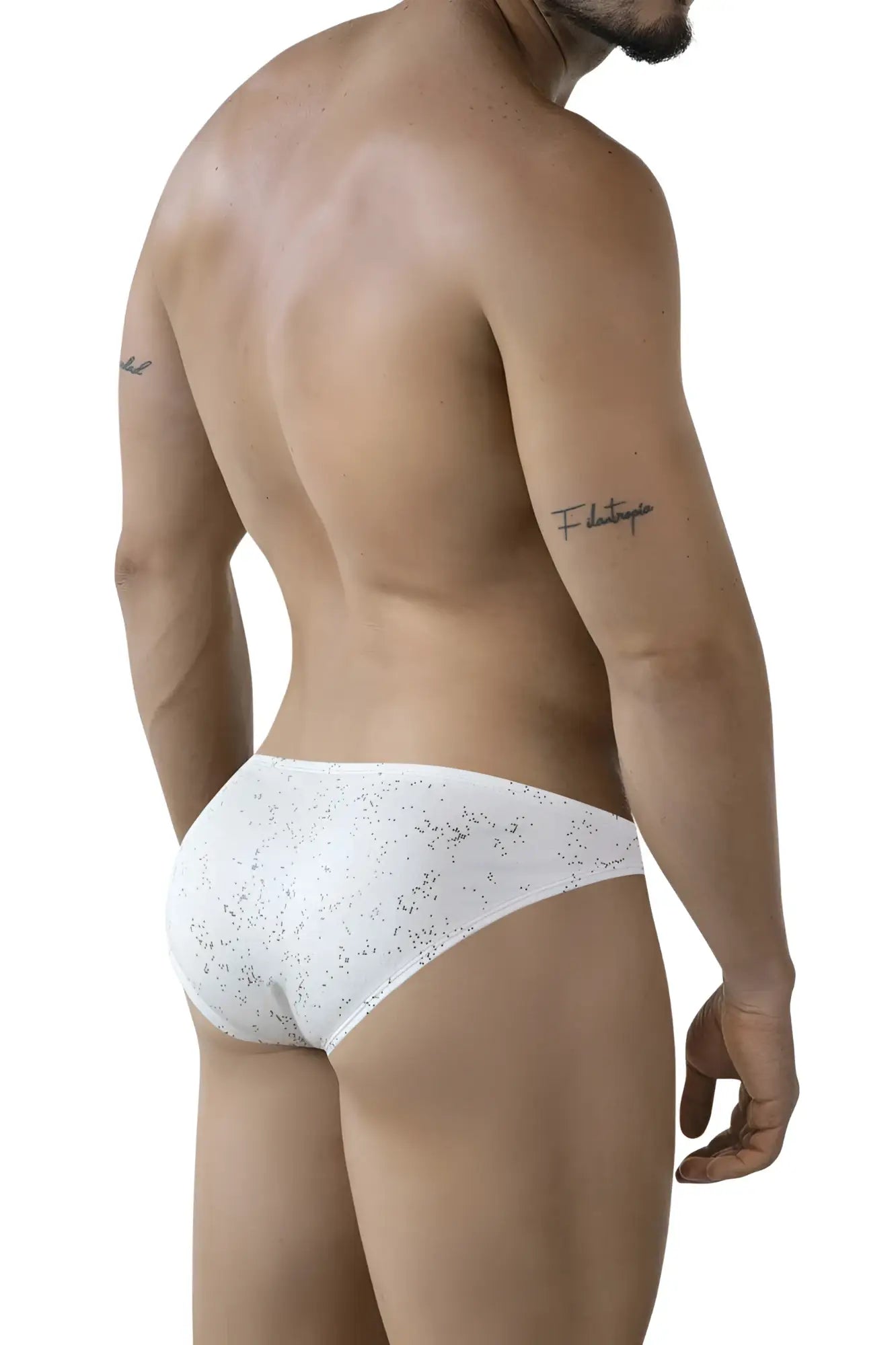 White lace briefs with a delicate speckled pattern from clever 2039 galaxy briefs color white collection