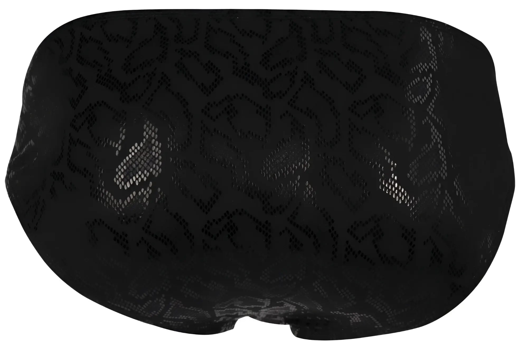 Black eye mask with subtle snakeskin pattern designed to complement clever 2040 luxe briefs in black