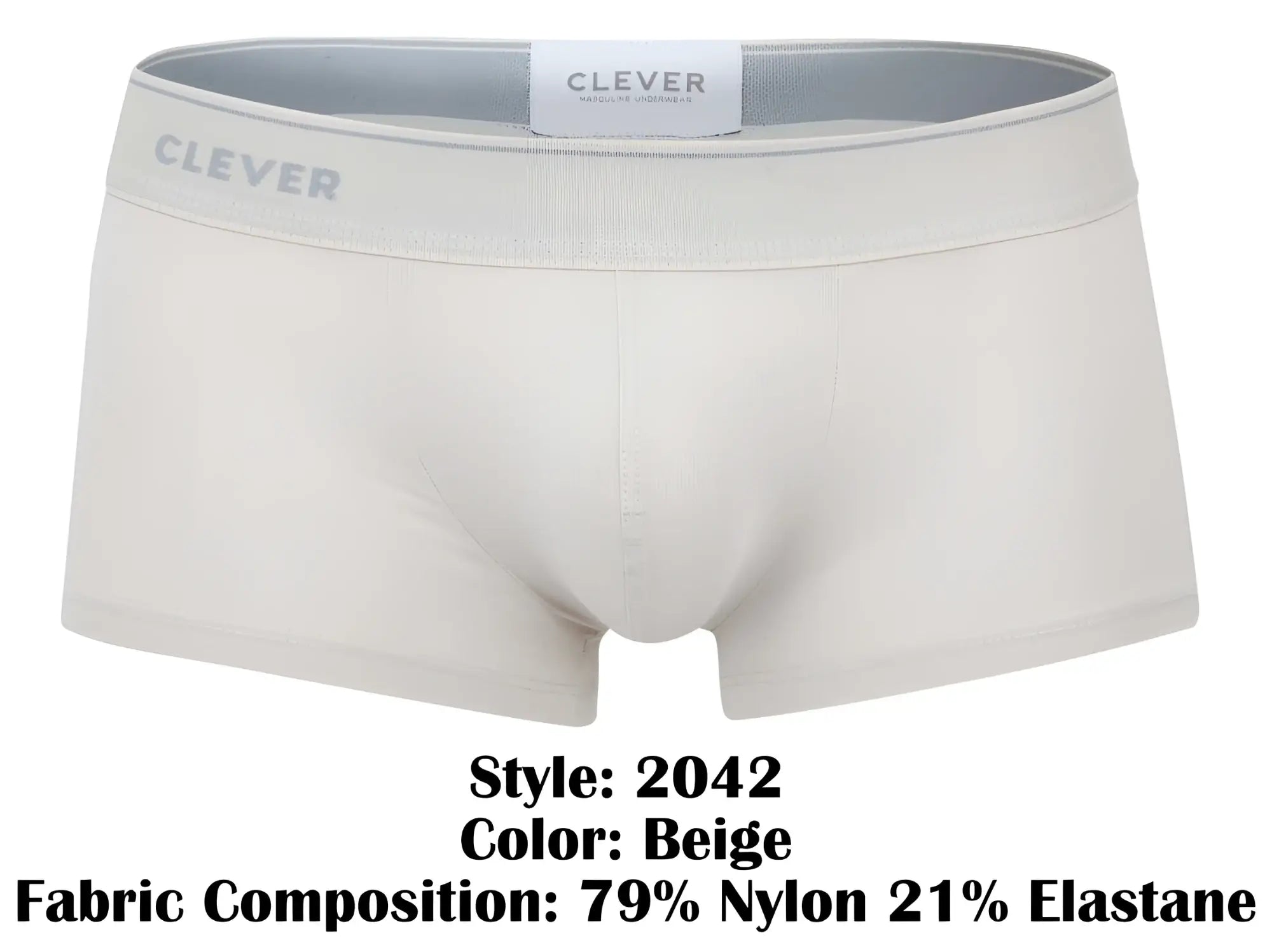 Beige clever 2042 Mendoza trunks made from 79 nylon and 21 elastane featuring a sleek design for men