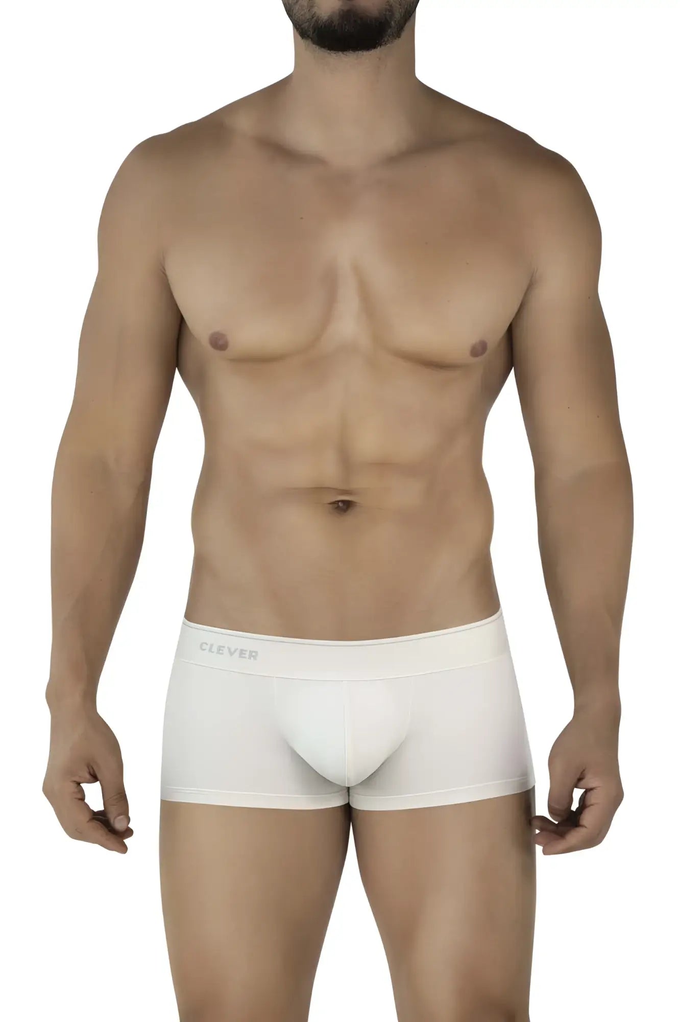 Beige clever 2042 mendoza trunks made of white cotton briefs with a subtle clever logo on the waistband