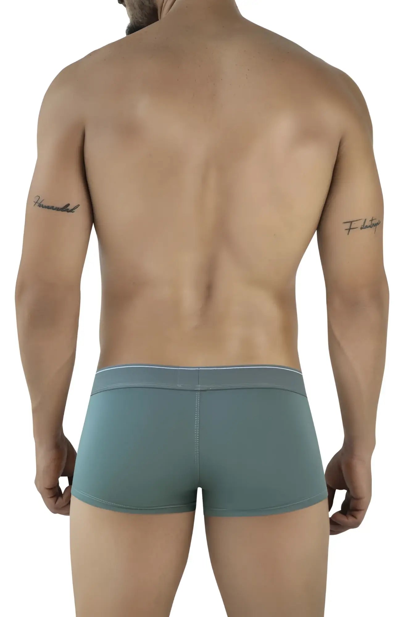 Teal-colored clever 2042 mendoza trunks boxer briefs with white waistband trim in a form-fitting design