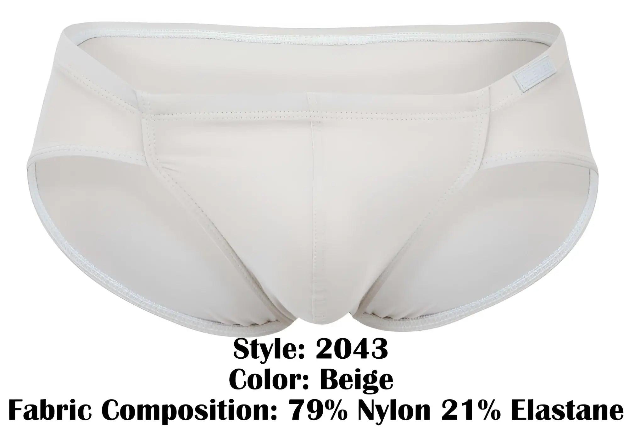 Beige clevers 2043 mendoza briefs made of 79 nylon 21 elastane with a smooth form fitting design and reinforced waistband stitching